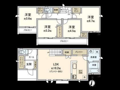 国立市谷保 J号棟 間取図(平面図)