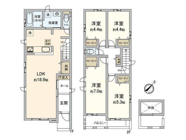 国分寺市富士本1丁目 A号棟 間取図(平面図) 間取図(平面図)