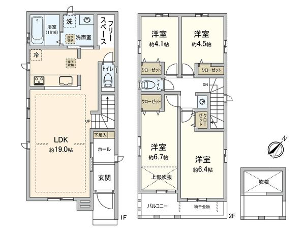 国分寺市富士本1丁目 B号棟 間取図(平面図) 間取図(平面図)