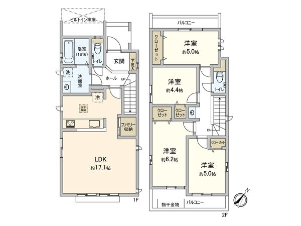 国分寺市富士本1丁目 D号棟 間取図(平面図) 間取図(平面図)
