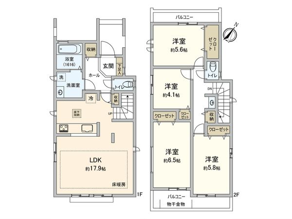 国分寺市富士本1丁目 E棟 間取図(平面図) 国分寺市富士本1丁目 E棟 間取図(平面図)