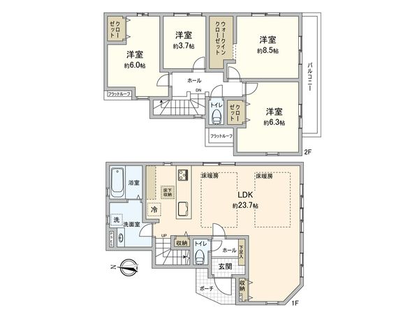 国立市北2丁目 戸建 間取図(平面図) 国立市北2丁目 戸建 間取図(平面図)