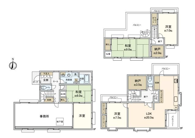 国立市富士見台3丁目 間取図(平面図) 国立市富士見台3丁目 間取図(平面図)
