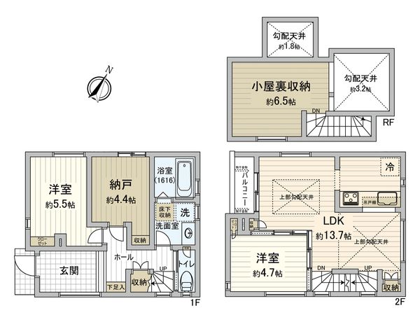 国分寺市光町1丁目 A号棟 間取図(平面図) 国分寺市光町1丁目 A号棟 間取図(平面図)