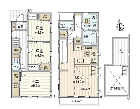 立川市若葉町2丁目 戸建 間取図(平面図) 立川市若葉町2丁目 戸建 間取図(平面図)
