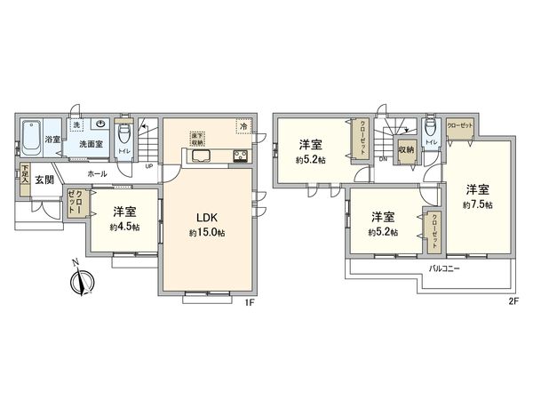 国立市泉3丁目 F号棟 間取図(平面図) 国立市泉3丁目 F号棟 間取図(平面図)