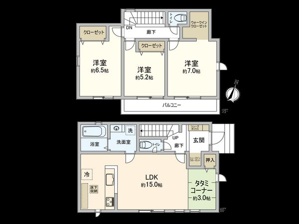 国分寺市高木町1丁目 新築1号棟 間取図(平面図) 国分寺市高木町1丁目 新築1号棟 間取図(平面図)