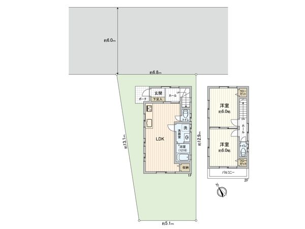 国立市谷保 戸建 間取図(平面図) 国立市谷保 戸建 間取図(平面図)