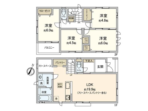 国分寺市高木町1丁目 新築戸建 D号棟 間取図(平面図) 国分寺市高木町1丁目 新築戸建 D号棟 間取図(平面図)