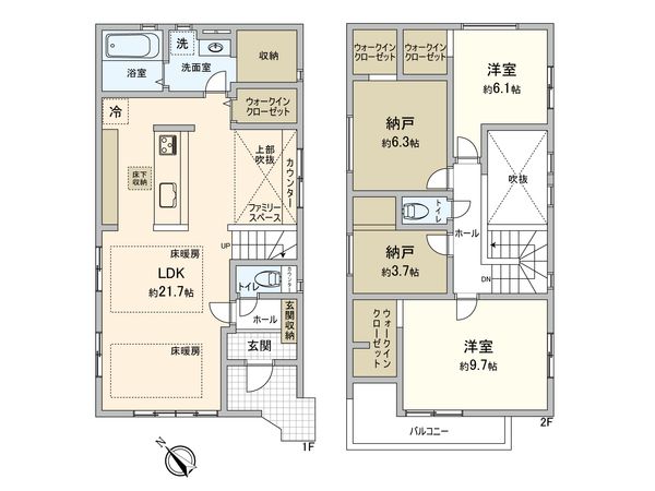 国分寺市日吉町1丁目 新築戸建 1号棟 間取図(平面図) 国分寺市日吉町1丁目 新築戸建 1号棟 間取図(平面図)