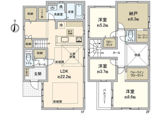 国立市東3丁目 新築戸建 2号棟 間取図(平面図) 国立市東3丁目 新築戸建 2号棟 間取図(平面図)