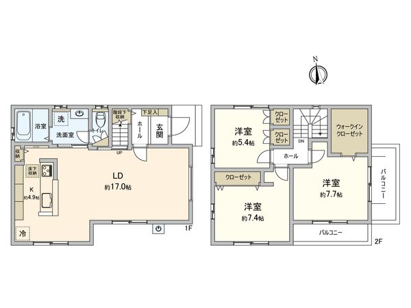 国立市谷保 戸建 間取図(平面図) 国立市谷保 戸建 間取図(平面図)