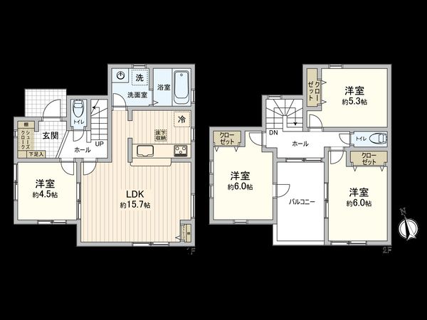 府中市北山町2丁目 3号棟 間取図(平面図) 府中市北山町2丁目 3号棟 間取図(平面図)