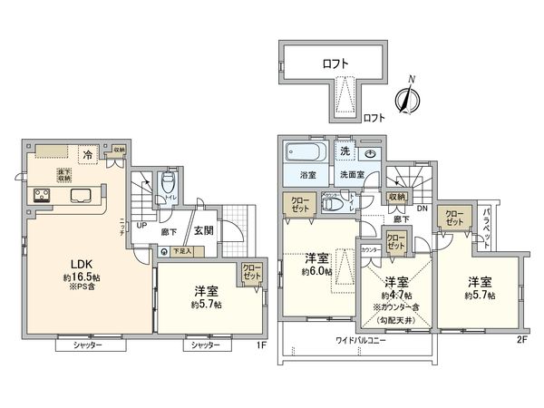 国立市谷保 5号棟 間取図(平面図) 国立市谷保 5号棟 間取図(平面図)