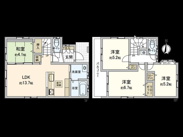 国分寺市東元町2丁目 間取図(平面図) 国分寺市東元町2丁目 間取図(平面図)