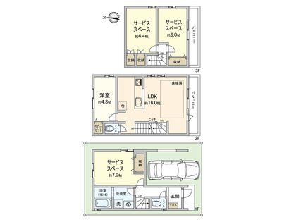 国立市西2丁目 新築戸建 B棟 間取図(平面図)