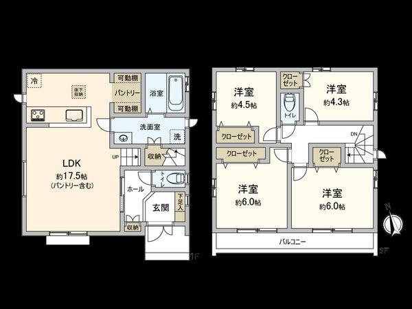 国分寺市新町1丁目 A号棟 間取図(平面図) 国分寺市新町1丁目 A号棟 間取図(平面図)