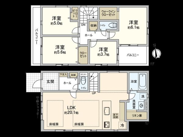 国立市青柳1丁目 1号棟 間取図(平面図)