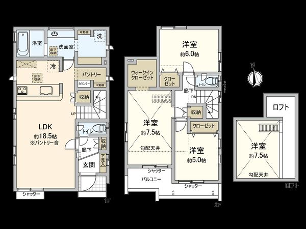 国分寺市富士本3丁目 3号棟 間取図(平面図) 国分寺市富士本3丁目 3号棟 間取図(平面図)