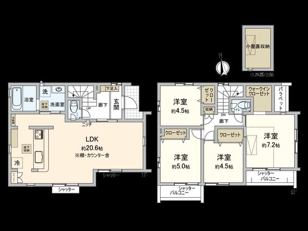 国分寺市富士本3丁目 4号棟 間取図(平面図) 国分寺市富士本3丁目 4号棟 間取図(平面図)