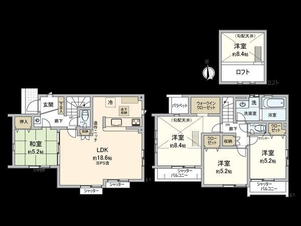 国分寺市富士本3丁目 5号棟 間取図(平面図) 国分寺市富士本3丁目 5号棟 間取図(平面図)