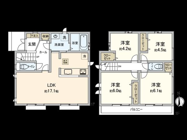 国立市青柳1丁目 C号棟 間取図(平面図) 国立市青柳1丁目 C号棟 間取図(平面図)