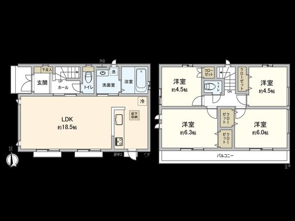 国立市青柳1丁目 D号棟 間取図(平面図) 国立市青柳1丁目 D号棟 間取図(平面図)