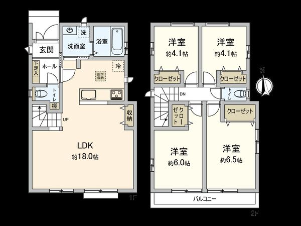 国立市青柳1丁目 F号棟 間取図(平面図) 国立市青柳1丁目 F号棟 間取図(平面図)