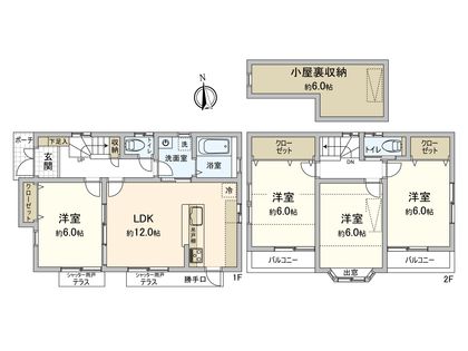 国立市富士見台三丁目 戸建 間取図(平面図)