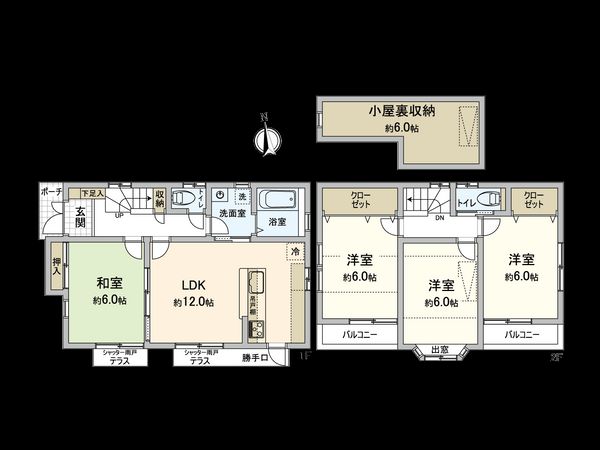 国立市富士見台三丁目 戸建 間取図(平面図) 国立市富士見台三丁目 戸建 間取図(平面図)
