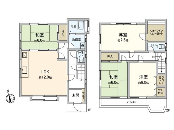 府中市北山町2丁目 戸建 間取図(平面図)