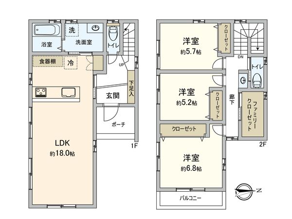 国立市谷保 新築戸建 間取図(平面図) 国立市谷保 新築戸建 間取図(平面図)