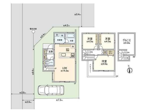 立川市若葉町1丁目 2号棟 間取図(平面図) 立川市若葉町1丁目 2号棟 間取図(平面図)