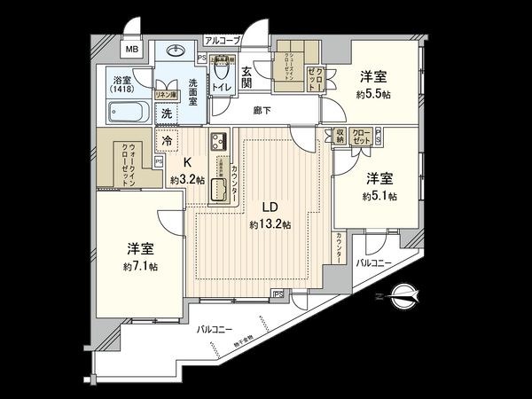 レアシス国立大学通り 間取図(平面図)