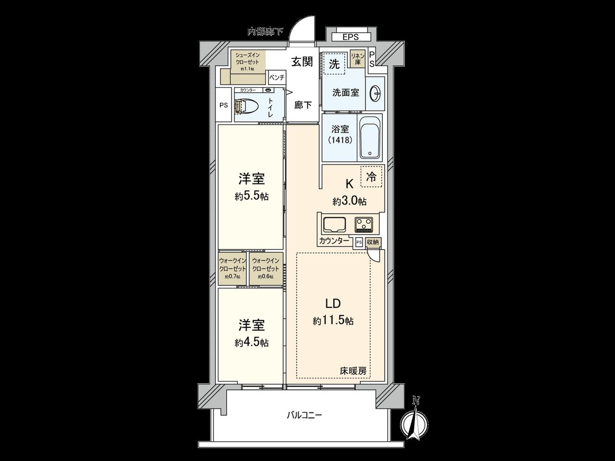デュオセーヌ国立 間取図(平面図) 間取図(平面図)