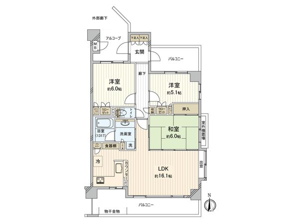 サンクレイドル国立 間取図(平面図)