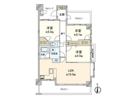 サンクレイドル国立 間取図(平面図)