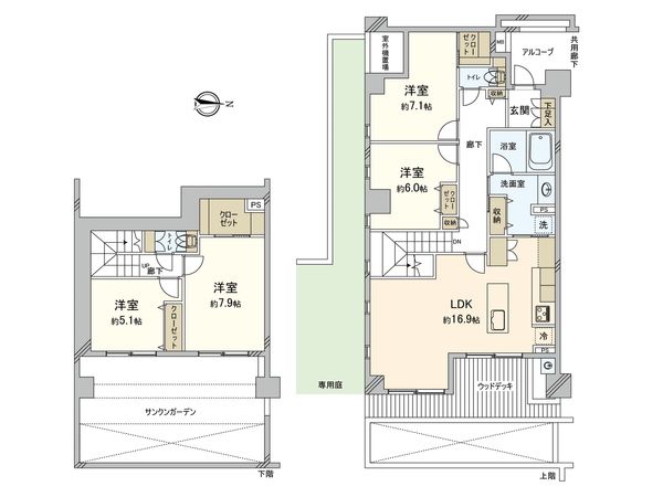 クレッセント国立 間取図(平面図)