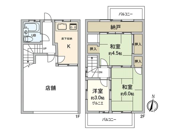 国立市富士見台4丁目 店舗付住宅 間取図(平面図) 国立市富士見台4丁目 店舗付住宅 間取図(平面図)