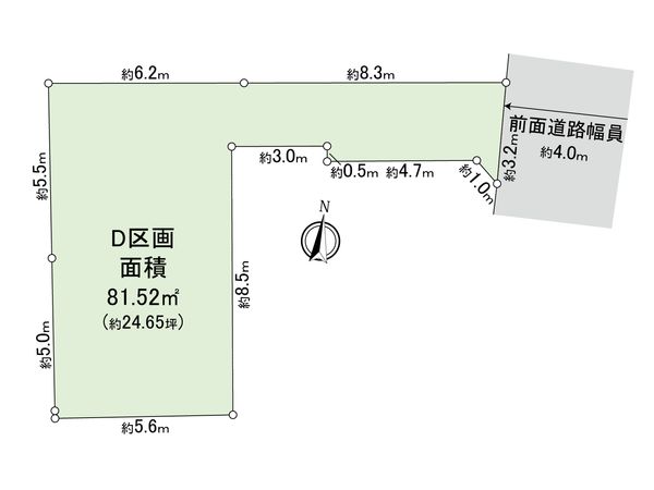 東大和市向原6丁目 土地 D区画 区画図