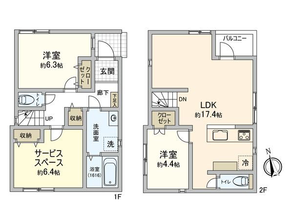 小金井市緑町5丁目 土地 2区画 建物プラン例 (間取り図) 小金井市緑町5丁目 土地 2区画 建物プラン例 (間取り図)