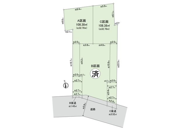 小金井市貫井南町4丁目 土地 C区画 全体区画図 小金井市貫井南町4丁目 土地 C区画 全体区画図