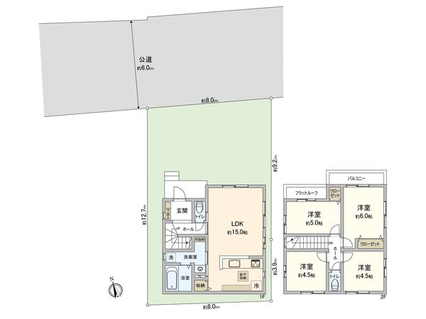 小金井市貫井南町1丁目 新築戸建 2号棟 間取図(平面図) 小金井市貫井南町1丁目 新築戸建 2号棟 間取図(平面図)