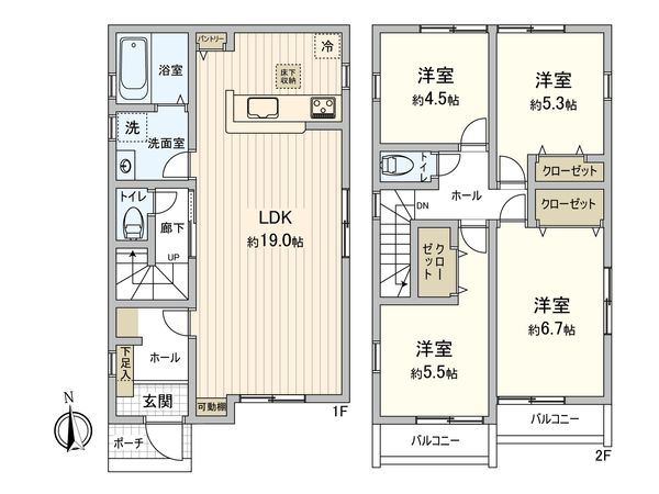 小金井市貫井南町4丁目 新築戸建 2号棟 間取図(平面図)