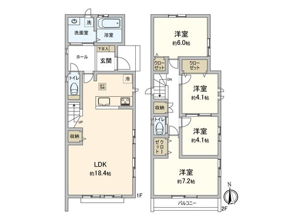小平市上水南町3丁目 新築戸建 A号棟 間取図(平面図)