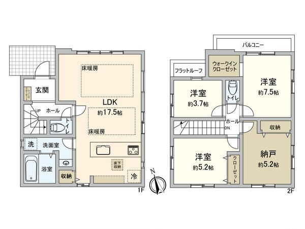 小金井市中町2丁目 新築戸建 2号棟 間取図(平面図)