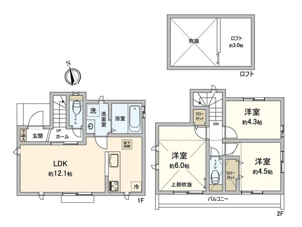 小金井市東町5丁目 新築戸建 A号棟 間取図(平面図)