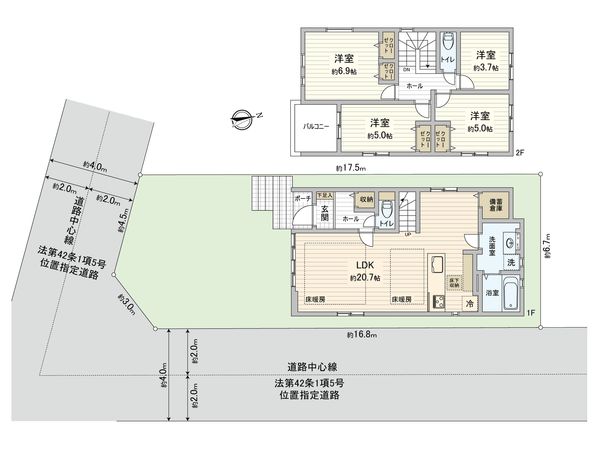 西東京市向台町6丁目 新築戸建 2号棟 間取図(平面図) 西東京市向台町6丁目 新築戸建 2号棟 間取図(平面図)
