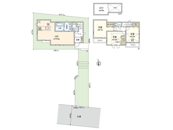 小平市上水南町4丁目 新築戸建 A号棟 間取図(平面図) 小平市上水南町4丁目 新築戸建 A号棟 間取図(平面図)