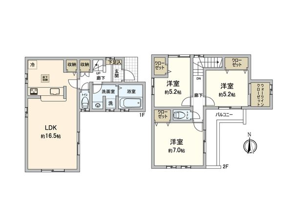 小金井市貫井南町4丁目 新築戸建 間取図(平面図) 小金井市貫井南町4丁目 新築戸建 間取図(平面図)